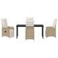 Preview: 5-teiliges Garten-Dining-Set mit Kissen Beige Poly Rattan