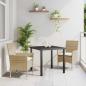 Preview: ARDEBO.de - 3-teiliges Garten Essgruppe mit Kissen Beige Poly-Rattan, Gartentisch Schwarz 80x80x73 cm Tempered Glass