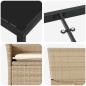 Preview: 5-teiliges Garten-Essset mit Kissen Beige Poly Rattan, Gartentisch Schwarz 160x80x73 cm Tempered Glass
