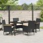 Preview: 5-teilige Garten-Essgruppe mit Kissen Schwarz Poly-Rattan, Gartentisch Schwarz 160x80x73 cm Sicherheitsglas