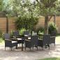 Preview: ARDEBO.de - 7-teiliges Garten Essset mit Kissen Schwarz Poly Rattan, Gartentisch Schwarz 160x80x73 cm Sicherheitsglas