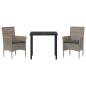 Preview: Garten Essgruppe 3 pcs Grau Poly-Rattan