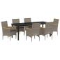 Preview: Garten Essgruppe 7 stk. Grau Poly-Rattan