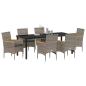 Preview: Garten Essgruppe 7 stk. Grau Poly-Rattan