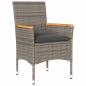 Preview: 9-teilige Garten Essgruppe mit Kissen Grau Poly Rattan, Gartentisch Schwarz 200x80x73 cm Sicherheitsglas