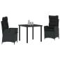Preview: 3-teiliges Garten-Dining-Set mit Kissen Schwarz Poly Rattan