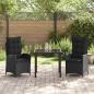Preview: 3-teiliges Garten-Dining-Set mit Kissen Schwarz Poly Rattan