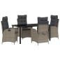 Preview: 5-teiliges Garten-Dining-Set mit Kissen grau Poly Rattan