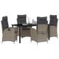 Preview: 5-teiliges Garten-Dining-Set mit Kissen grau Poly Rattan