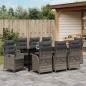 Preview: ARDEBO.de - 9-teiliges Garten-Esszimmer-Set mit Kissen Grau Poly-Rattan