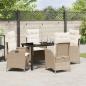 Preview: 5-teiliges Garten-Ess-Set mit Kissen Beige Poly-Rattan