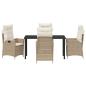 Preview: 5-teiliges Garten-Ess-Set mit Kissen Beige Poly-Rattan