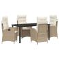 Preview: 5-teiliges Garten-Dining-Set mit Kissen Beige Poly-Rattan