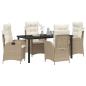 Preview: 5-teiliges Garten-Dining-Set mit Kissen Beige Poly-Rattan