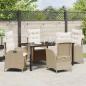 Preview: 5-teiliges Garten-Dining-Set mit Kissen Beige Poly-Rattan