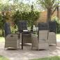 Preview: ARDEBO.de - Garten Essgruppe 5 stk. Hellgrau Poly-Rattan
