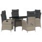 Preview: Garten Essgruppe 5 stk. Hellgrau Poly-Rattan
