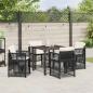 Preview: 5-teiliges Garten Esszimmer Set mit Kissen Schwarz Poly Rattan, Gartentisch Schwarz 80x80x73 cm mit gehärtetem Glas
