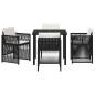 Preview: 5-teiliges Garten Esszimmer Set mit Kissen Schwarz Poly Rattan, Gartentisch Schwarz 80x80x73 cm mit gehärtetem Glas