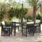 Preview: ARDEBO.de - 5-teiliges Garten Esstisch Set mit Kissen Schwarz Poly Rattan, Gartentisch Schwarz 140x80x73 cm mit gehärtetem Glas