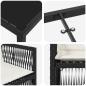 Preview: 5-teiliges Garten Esstisch Set mit Kissen Schwarz Poly Rattan, Gartentisch Schwarz 140x80x73 cm mit gehärtetem Glas