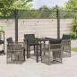 Preview: 5-teiliges Garten Esstisch Set mit Kissen Grau Poly Rattan, Gartentisch Schwarz 80x80x73 cm Tempered Glass