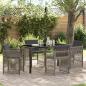 Preview: ARDEBO.de - 5-Teiliges Garten Esstisch Set mit Kissen Grau Poly Rattan, Gartentisch Schwarz 140x80x73 cm Tempered Glas