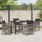 Preview: 5-Teiliges Garten Esstisch Set mit Kissen Grau Poly Rattan, Gartentisch Schwarz 140x80x73 cm Tempered Glas