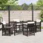 Preview: 5-teiliges Garten Esszimmer Set mit Kissen Braun Poly Rattan, Garten Tisch Schwarz 160x80x73 cm Sicherheitsglas