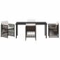 Preview: 5-teiliges Garten Esszimmer Set mit Kissen Braun Poly Rattan, Garten Tisch Schwarz 160x80x73 cm Sicherheitsglas