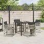 Preview: 5-teilige Garten-Essgruppe mit Polstern Hellgrau Poly-Rattan, Gartentisch Schwarz 80x80x73 cm mit Sicherheitsglas