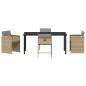 Preview: 5-teiliges Garten Essset mit Kissen Beige Poly Rattan, Gartentisch Schwarz 160x80x73 cm Sicherheitsglas
