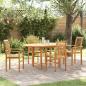 Preview: ARDEBO.de - 5-teiliges Garten-Esszimmer Set aus Massivholz Teak, Stapelstuhl Garten 2 Stück aus Massivholz Teak