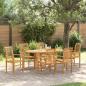 Preview: ARDEBO.de - 7-teiliges Garten Esszimmer Set Massivholz Teak, stapelbarer Gartenstuhl 2 Stück Massivholz Teak, stapelbarer Gartenstuhl 4 Stück Massivholz Teak