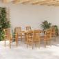 Preview: 7-teiliges Garten Esszimmer Set Massivholz Teak, stapelbarer Gartenstuhl 2 Stück Massivholz Teak, stapelbarer Gartenstuhl 4 Stück Massivholz Teak