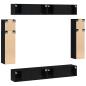 Preview: 8-teiliges wandmontiertes TV-Schrankset in Schwarz Eiche aus Holzwerkstoff, wandmontierte TV-Schränke - 2 Stück Schwarz Eiche, 30,5x30x90 cm, aus Holzwerkstoff, wandmontierte TV-Schränke 2 Stück Schwarz Eiche 30,5x30x30 cm, schwarzer Eiche wandmontierter 