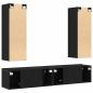 Preview: 4-teiliges TV-Cabinet-Set Wandmontiert Schwarz-Oak Hochwertiges Holz, Schwarz-Oak TV-Stand 80x30x30 cm Aus hochwertigem Holz, Wandmontierte TV-Schränke - 2 Stück Schwarz-Oak, 30,5x30x90 cm, Aus hochwertigem Holz