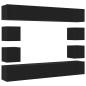 Preview: 6-teilige TV-Schränke Set Wandmontiert Schwarze Eiche Spanholz, Wandmontierte TV-Schränke 2 Stück Schwarze Eiche 30,5x30x30 cm, Schwarze Eiche Wandmontierter TV-Schrank 100x30x30 cm aus Spanholz