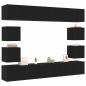 Preview: 6-teilige TV-Schränke Set Wandmontiert Schwarze Eiche Spanholz, Wandmontierte TV-Schränke 2 Stück Schwarze Eiche 30,5x30x30 cm, Schwarze Eiche Wandmontierter TV-Schrank 100x30x30 cm aus Spanholz