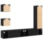 Preview: 6-teiliges TV-Schrank-Set Schwarze Eiche Holzwerkstoff, Wandmontierte TV-Schränke 2 Stück Schwarze Eiche 30,5x30x30 cm, TV-Schrank Schwarze Eiche 30,5x30x110 cm Holzwerkstoff, Schwarzer Eichen-Wand-TV-Schrank 100x30x30 cm aus Holzwerkstoff