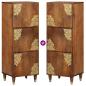 Preview: Highboard Honigbraun mit goldenen Akzenten Massivholz Mango