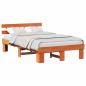 Preview: Bettgestell mit Kopfteil Wachsbraun 140x190 cm Massivholz Kiefer