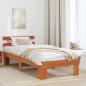 Preview: ARDEBO.de - Bettgestell mit Kopfteil Wachsbrown 80x200 cm Massivholz Kiefer