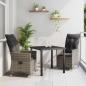 Preview: ARDEBO.de - 3-teiliges Garten-Esszimmer-Set mit Kissen Grau Poly-Rattan