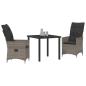 Preview: 3-teiliges Garten-Esszimmer-Set mit Kissen Grau Poly-Rattan