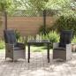 Preview: 3-teiliges Garten-Esszimmer-Set mit Kissen Grau Poly-Rattan