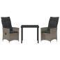 Preview: 3-teiliges Garten-Esszimmer-Set mit Kissen Grau Poly-Rattan
