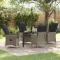 Preview: ARDEBO.de - 5-teiliges Gartentisch-Set mit Kissen Grau Poly-Rattan