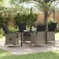 Preview: ARDEBO.de - 5-teiliges Garten-Dining-Set mit Kissen Grau aus Poly-Rattan