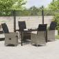 Preview: 5-teiliges Garten-Dining-Set mit Kissen Grau aus Poly-Rattan